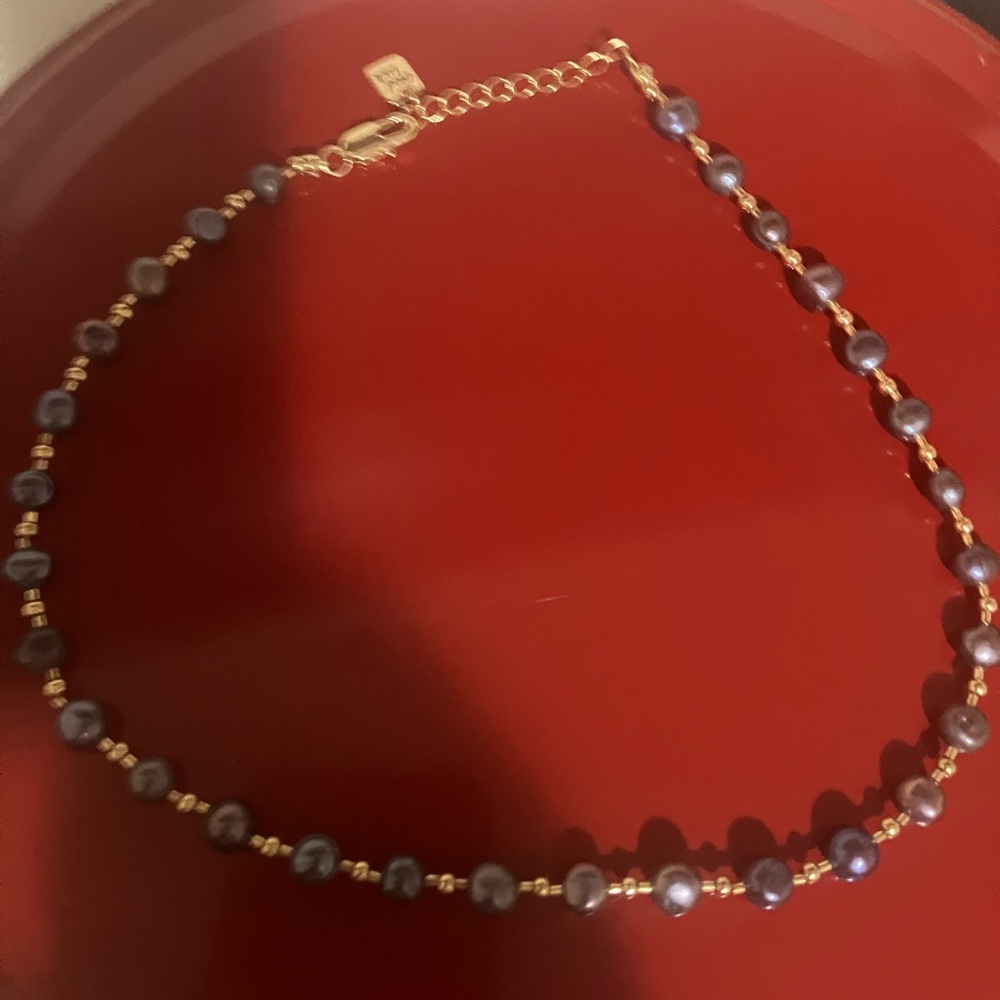 Gold and Black Beaded Bracelet